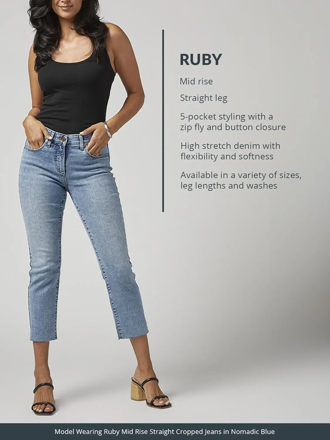 JAG Women's Plus Size Ruby Mid Rise Straight Leg Jeans