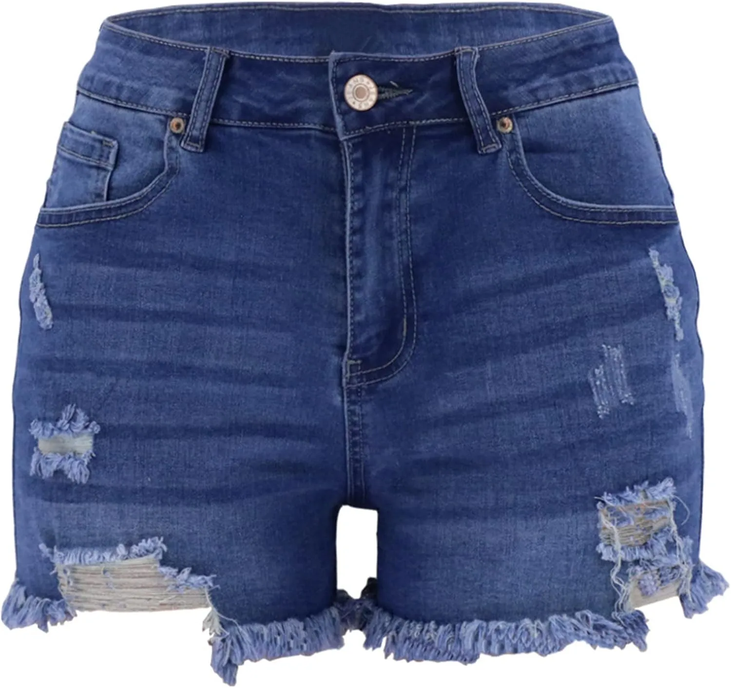 Jean Shorts for Women High Waisted Stretchy Distressed Denim Shorts Ripped Frayed Raw Hem Summer Casual Shorts