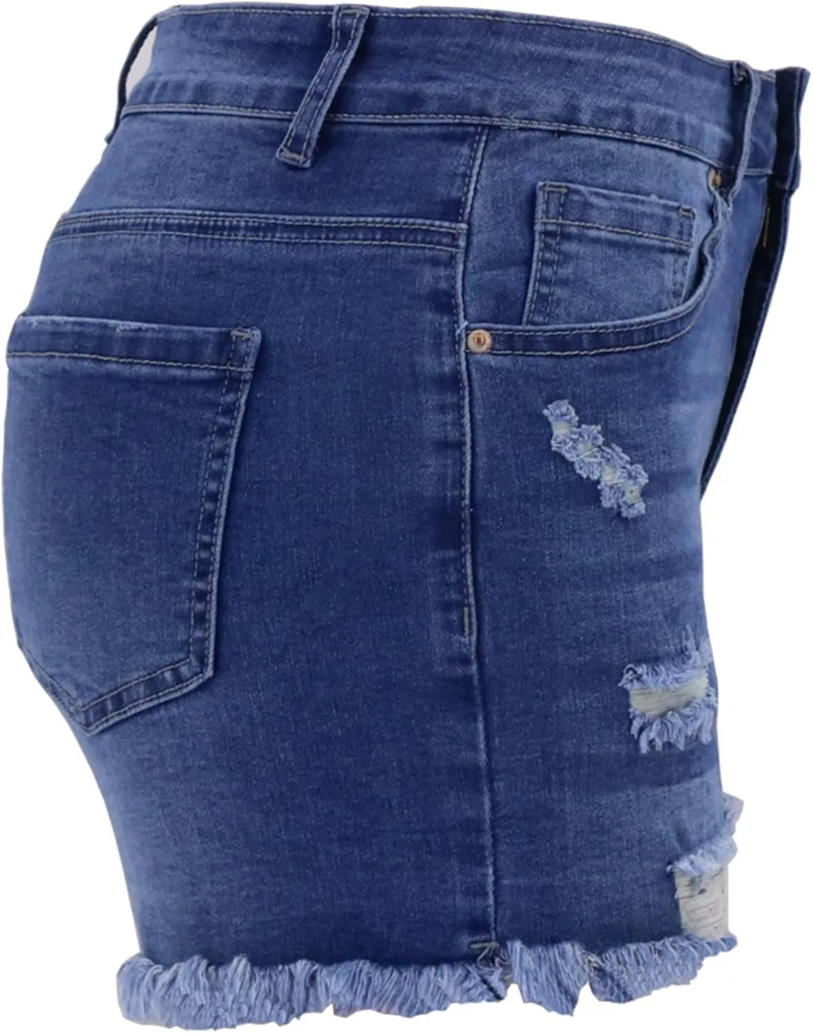 Jean Shorts for Women High Waisted Stretchy Distressed Denim Shorts Ripped Frayed Raw Hem Summer Casual Shorts