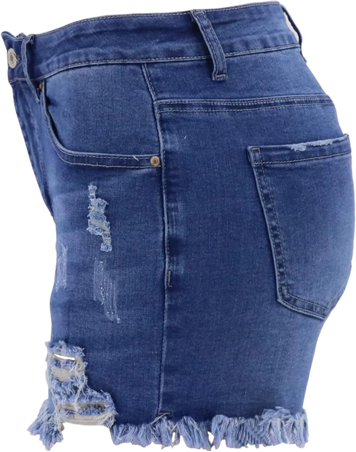 Jean Shorts for Women High Waisted Stretchy Distressed Denim Shorts Ripped Frayed Raw Hem Summer Casual Shorts