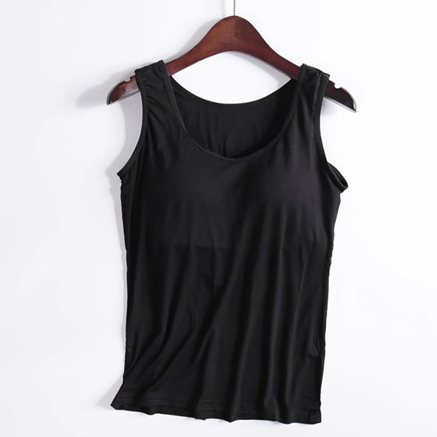 JIEMUXIU Tank Tops for Women with Built in Bra 2025 Casual Scoop Neck Sleeveless Tee Summer Basic Workout Top Camisole