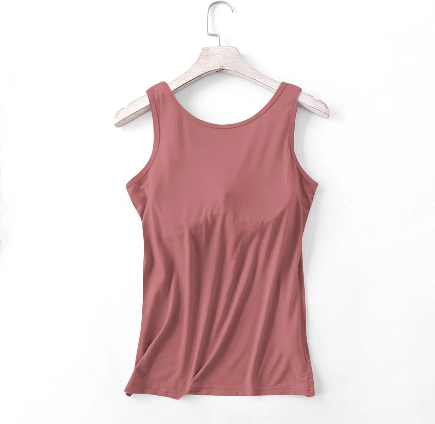 JIEMUXIU Tank Tops for Women with Built in Bra 2025 Casual Scoop Neck Sleeveless Tee Summer Basic Workout Top Camisole