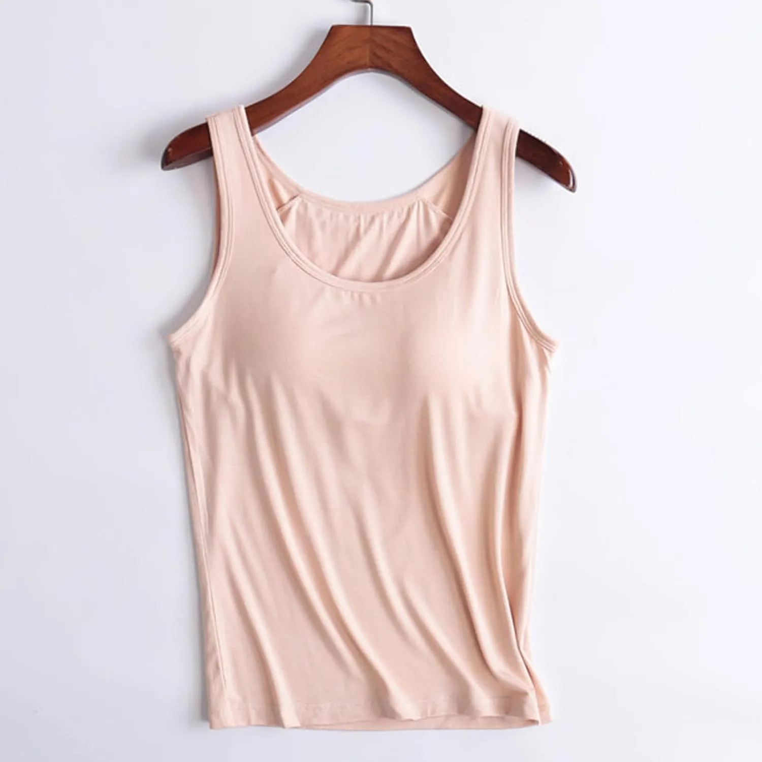 JIEMUXIU Tank Tops for Women with Built in Bra 2025 Casual Scoop Neck Sleeveless Tee Summer Basic Workout Top Camisole