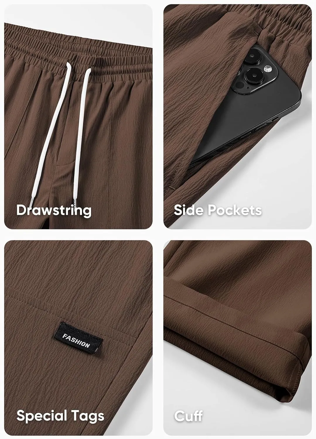 JMIERR Mens Casual Lightweight Pants Stretch Elastic Waist Drawstring Jogging Sweatpants Pants
