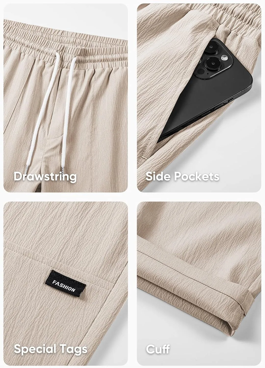 JMIERR Mens Casual Lightweight Pants Stretch Elastic Waist Drawstring Jogging Sweatpants Pants