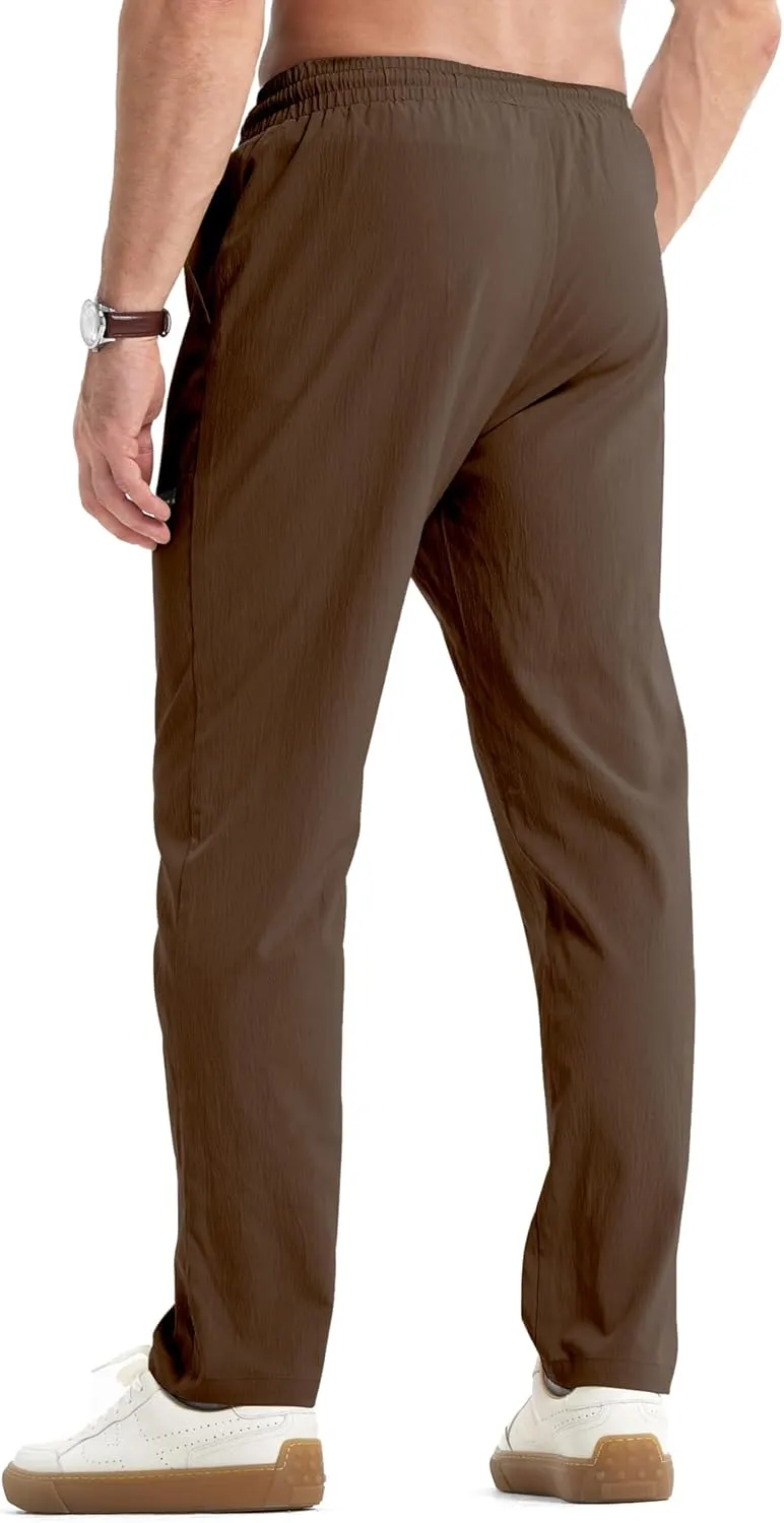 JMIERR Mens Casual Lightweight Pants Stretch Elastic Waist Drawstring Jogging Sweatpants Pants