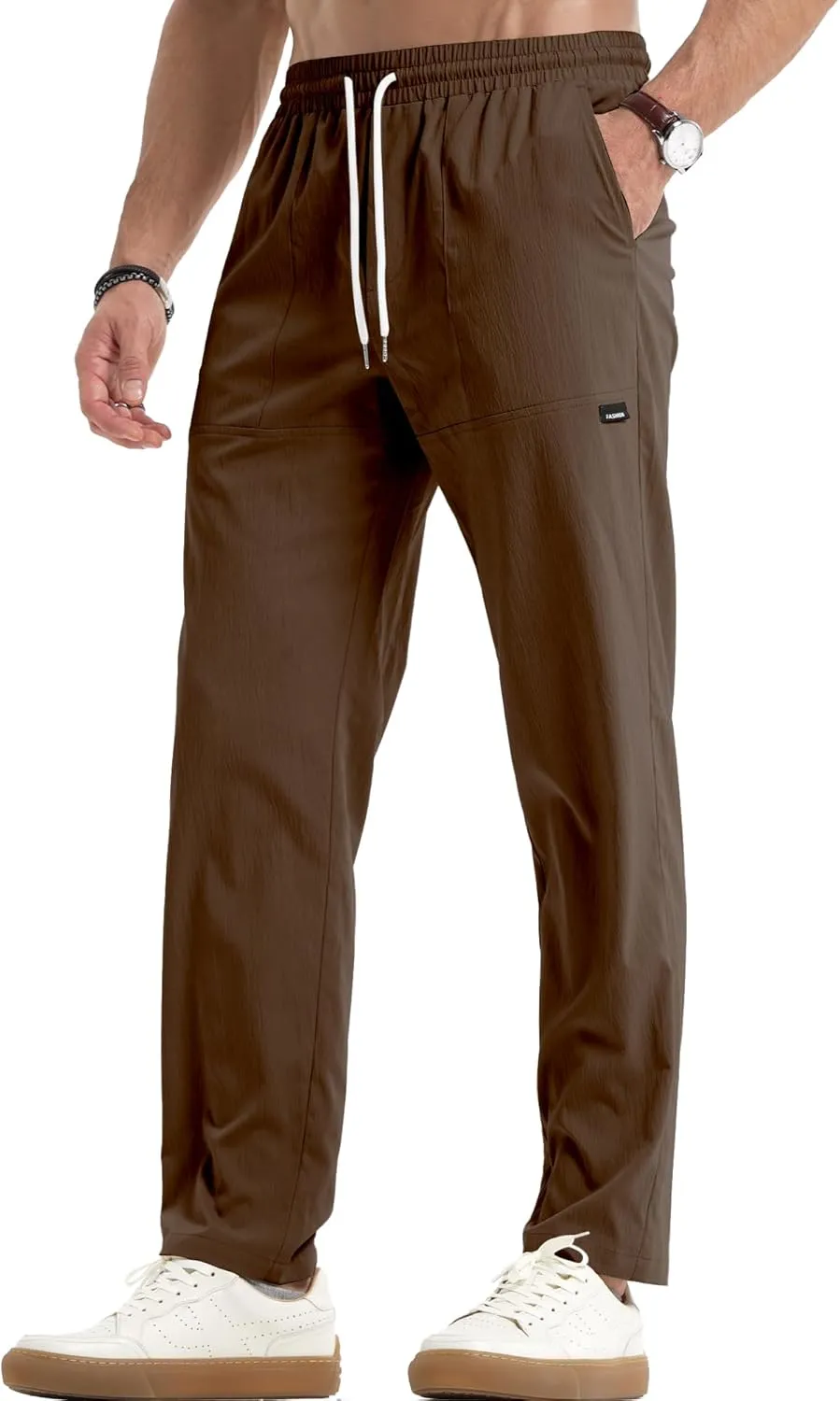 JMIERR Mens Casual Lightweight Pants Stretch Elastic Waist Drawstring Jogging Sweatpants Pants