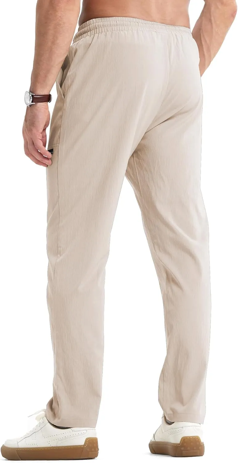 JMIERR Mens Casual Lightweight Pants Stretch Elastic Waist Drawstring Jogging Sweatpants Pants