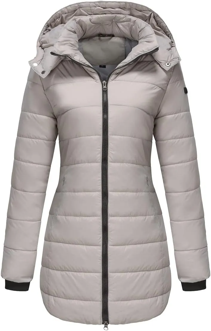 Kubbon Women’s Puffer Jacket Winter Thickened Warm Down Coats Casual Long Sleeve Padded Coats Outwear with Pockets