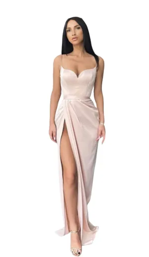 Light Pink Silk Evening Dress