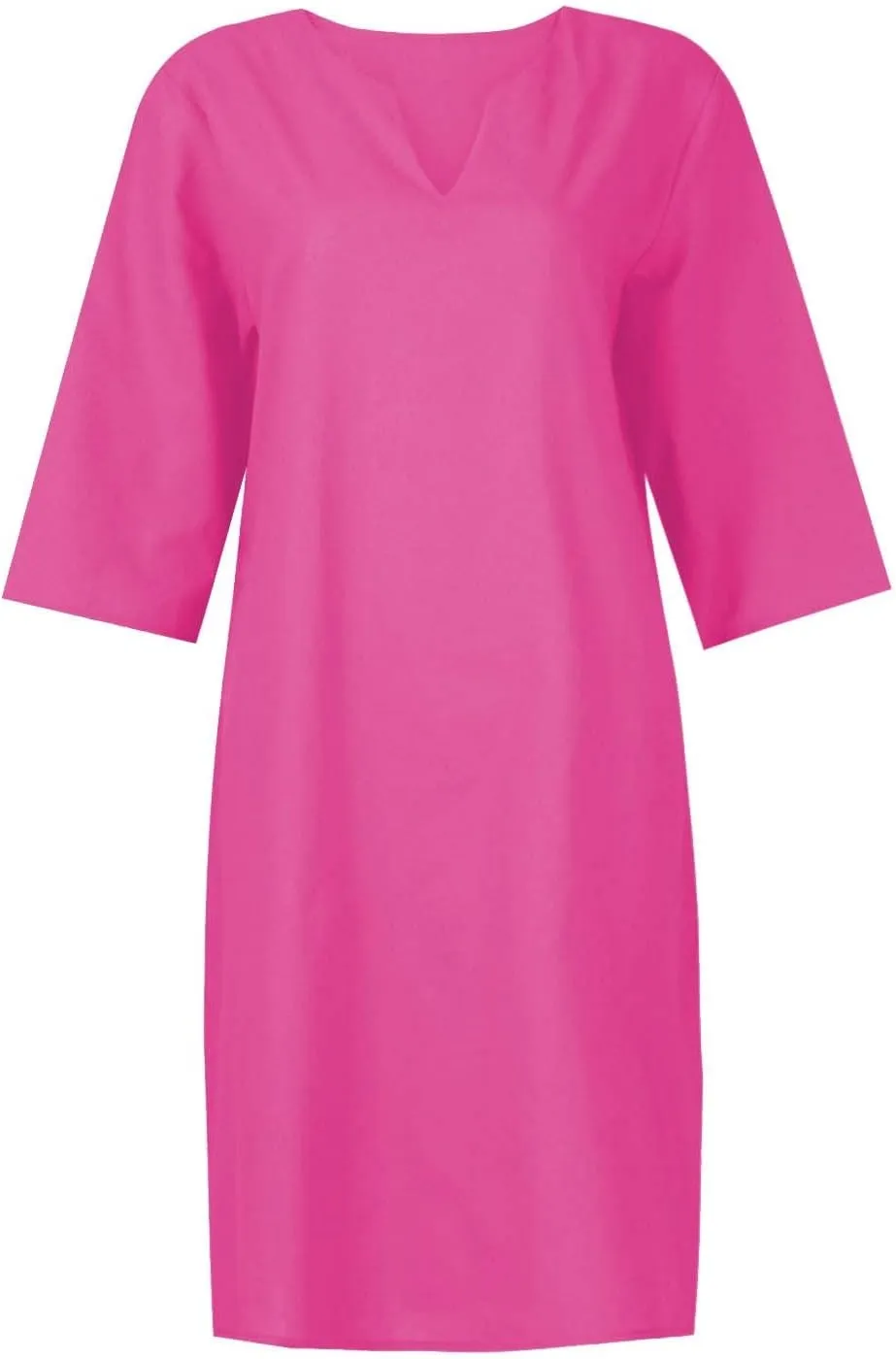 Linen Dresses for Women 2025 Casual Summer 3/4 Sleeve V Neck Knee Length Dress Mini Cruise Beach Vacation Sun Dresses