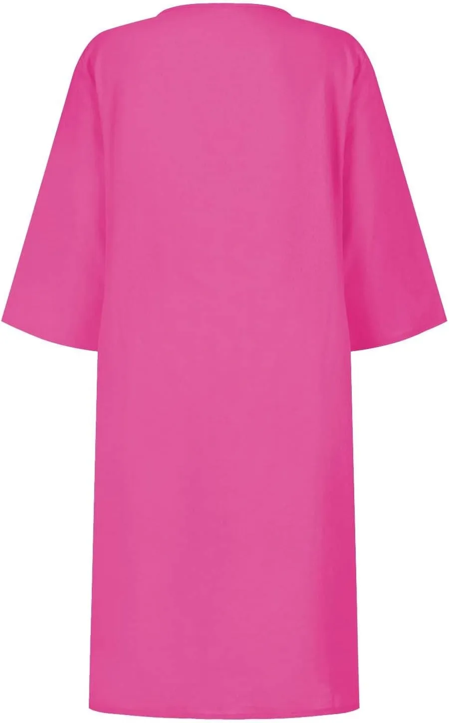 Linen Dresses for Women 2025 Casual Summer 3/4 Sleeve V Neck Knee Length Dress Mini Cruise Beach Vacation Sun Dresses
