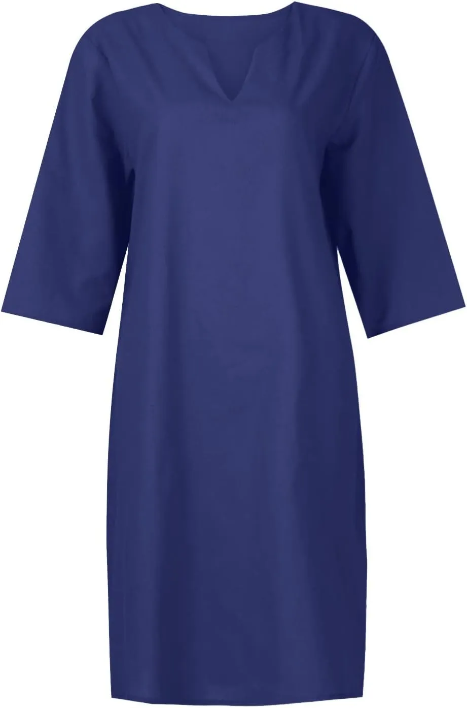Linen Dresses for Women 2025 Casual Summer 3/4 Sleeve V Neck Knee Length Dress Mini Cruise Beach Vacation Sun Dresses