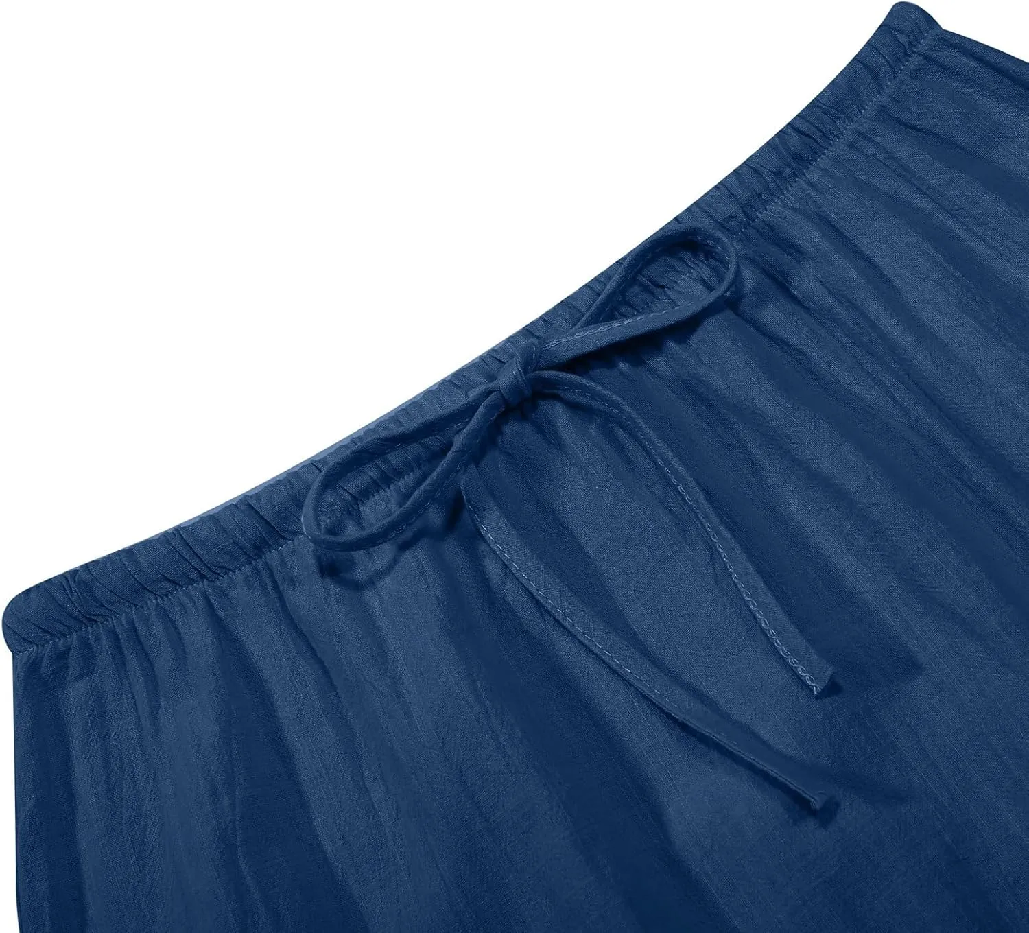 Linen Maxi Skirts for Women with Slit Summer Comfy Drawstring Waist A Line Skirts Vacation Boho Long Flowy Skirts