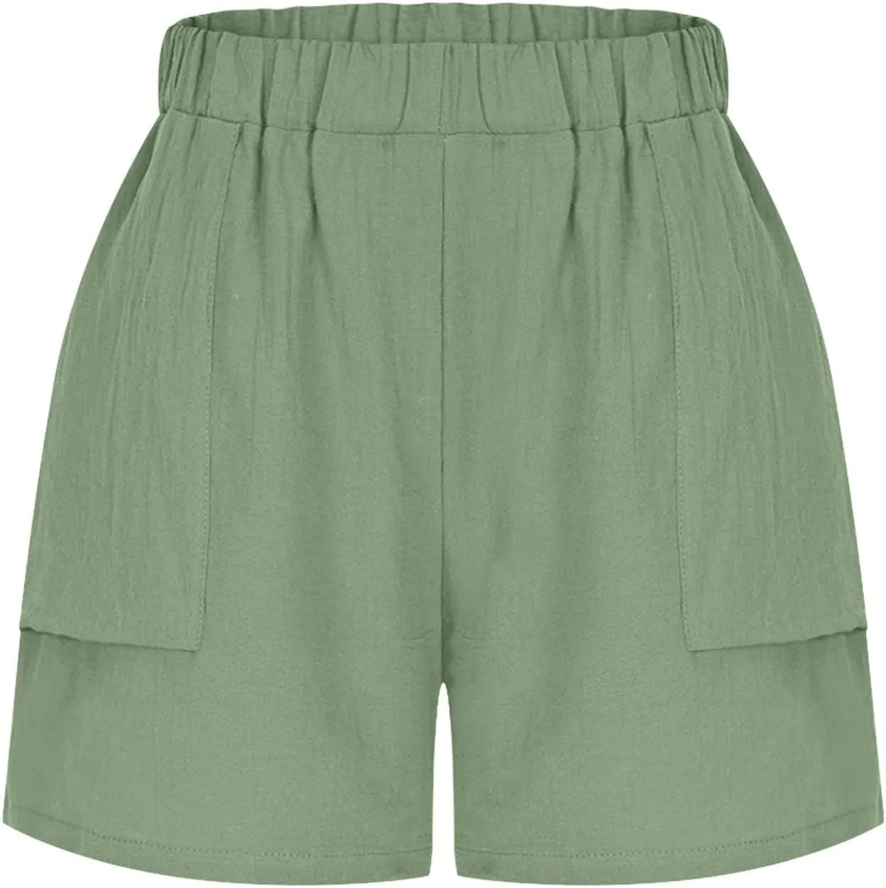 Linen Shorts for Women Summer Casual High Waisted Trousers Lightweight Drawstring Beach Loose Shorts with Pockets