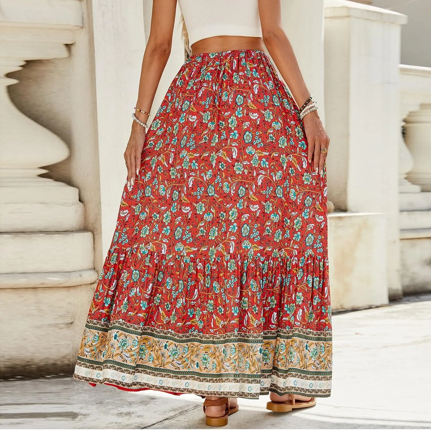 Long Skirts for Women, Flowy Maxi Skirts 2025 Trendy Plus Size Boho Skirt Spring Summer Beach Vacation