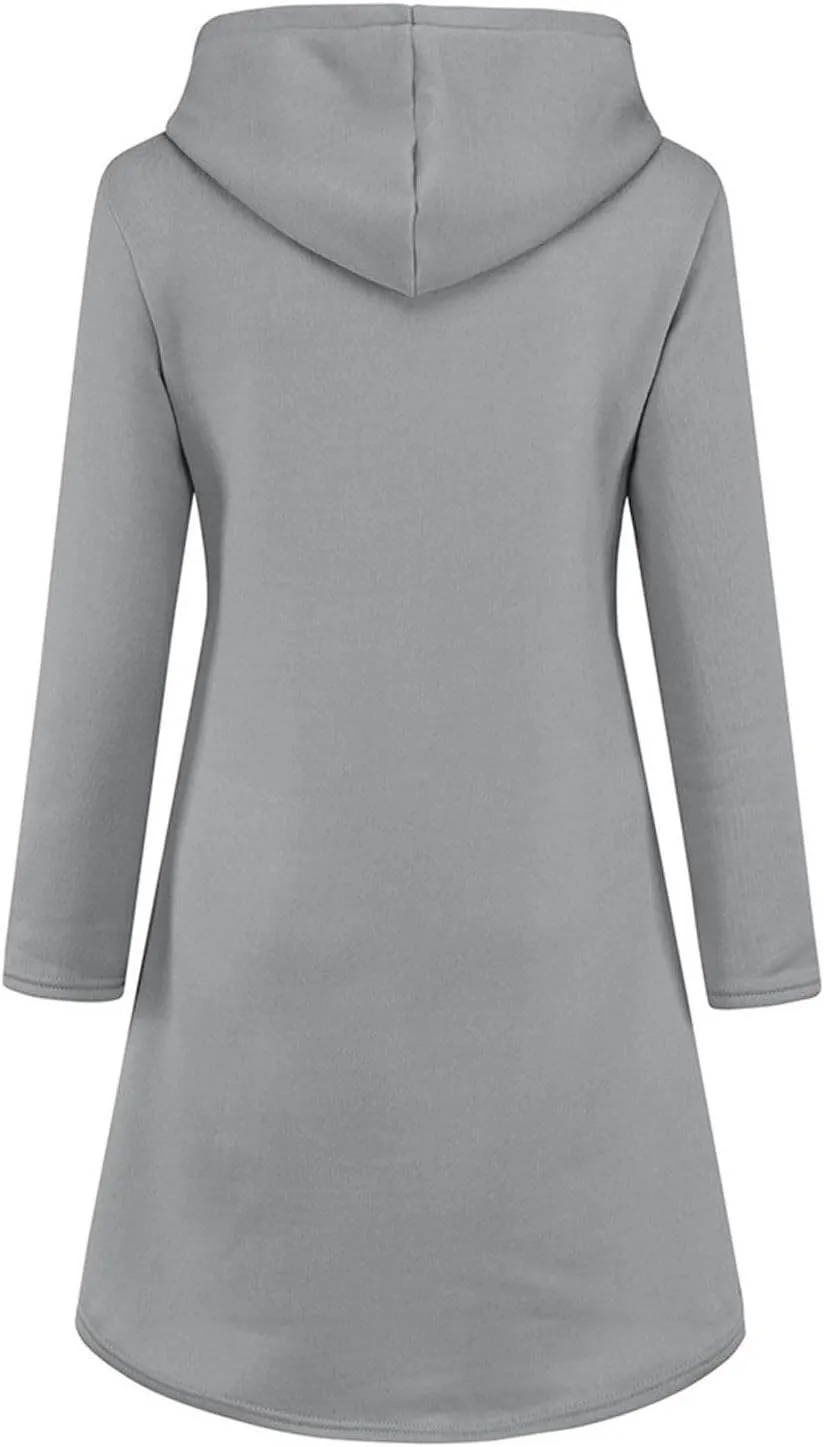 Long Sleeve Dress for Women Lightweight Kangaroo Pocket Hoodie Dress Fall Hoode Sweatshirts Dress for Women