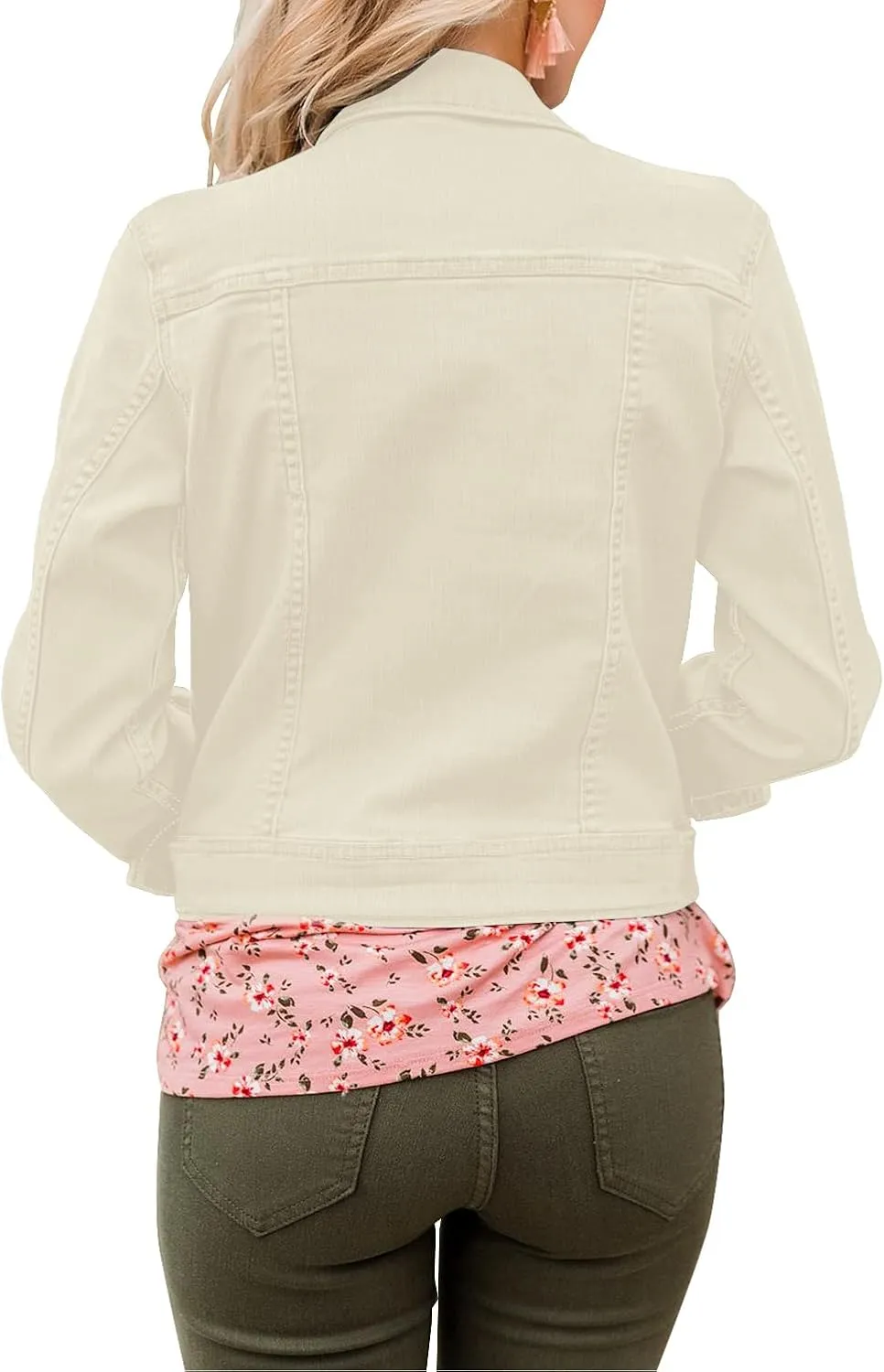 LookbookStore Women's Basic Long Sleeves Button Down Fitted Denim Jean Jackets