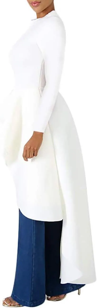 Lrady Womens Casual Shirt Dress High Low Ruffle Blouse Asymmetrical Peplum Tops Long Tunic Dresses