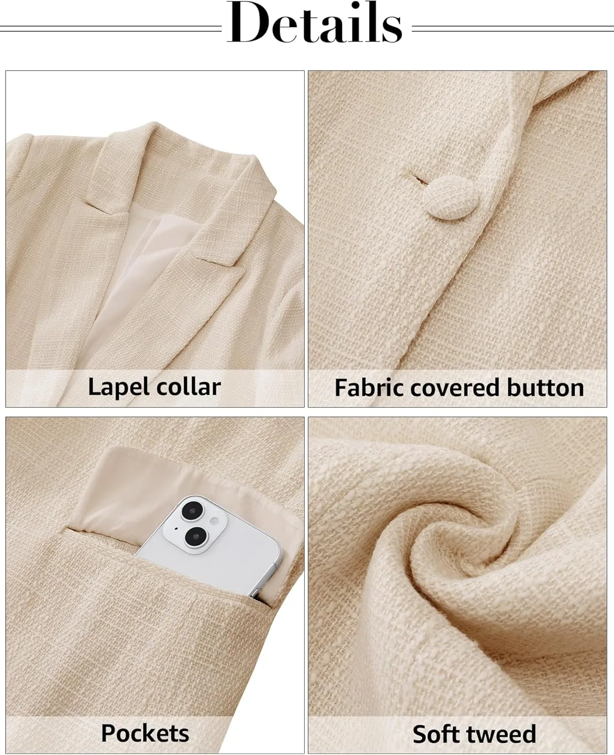 luvamia Tweed Blazers for Women Business Casual Dressy Blazer Jacket Work Suits Office Professional Outfits Long Sleeve