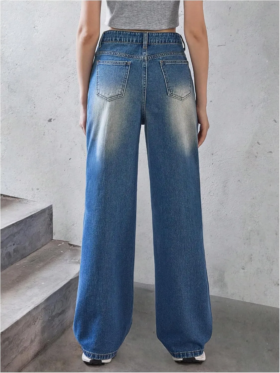 MakeMeChic Girl's Denim Pants High Waisted Straight Leg Jeans with Pockets