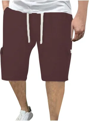 Men Elastic Waist Athletic Shorts with Drawstring Sports Gym Running Pants Quick Dry Workout Summer Activewear