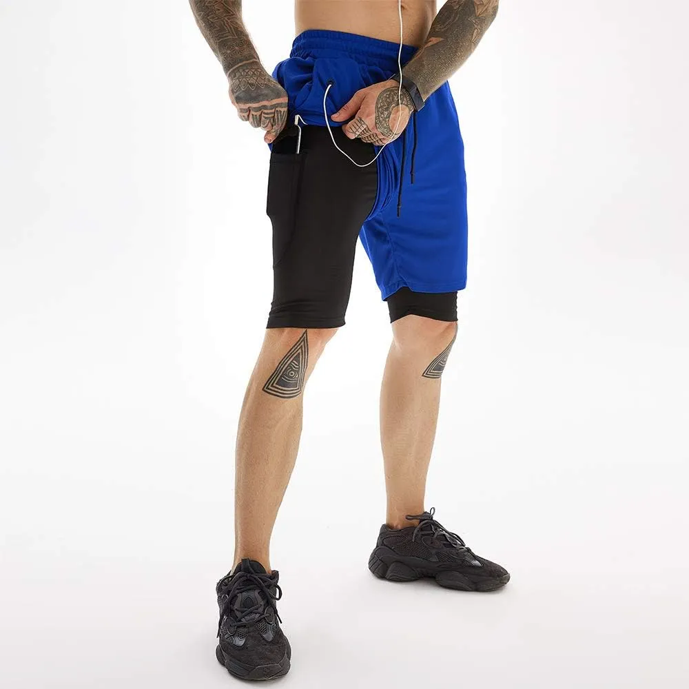Men's 2-in-1 Running Shorts Quick Dry Breathable with Inner Compression