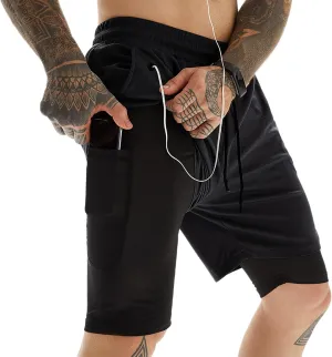 Men's 2-in-1 Running Shorts Quick Dry Breathable with Inner Compression