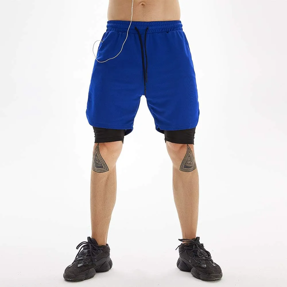 Men's 2-in-1 Running Shorts Quick Dry Breathable with Inner Compression