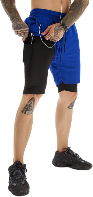Men's 2-in-1 Running Shorts Quick Dry Breathable with Inner Compression