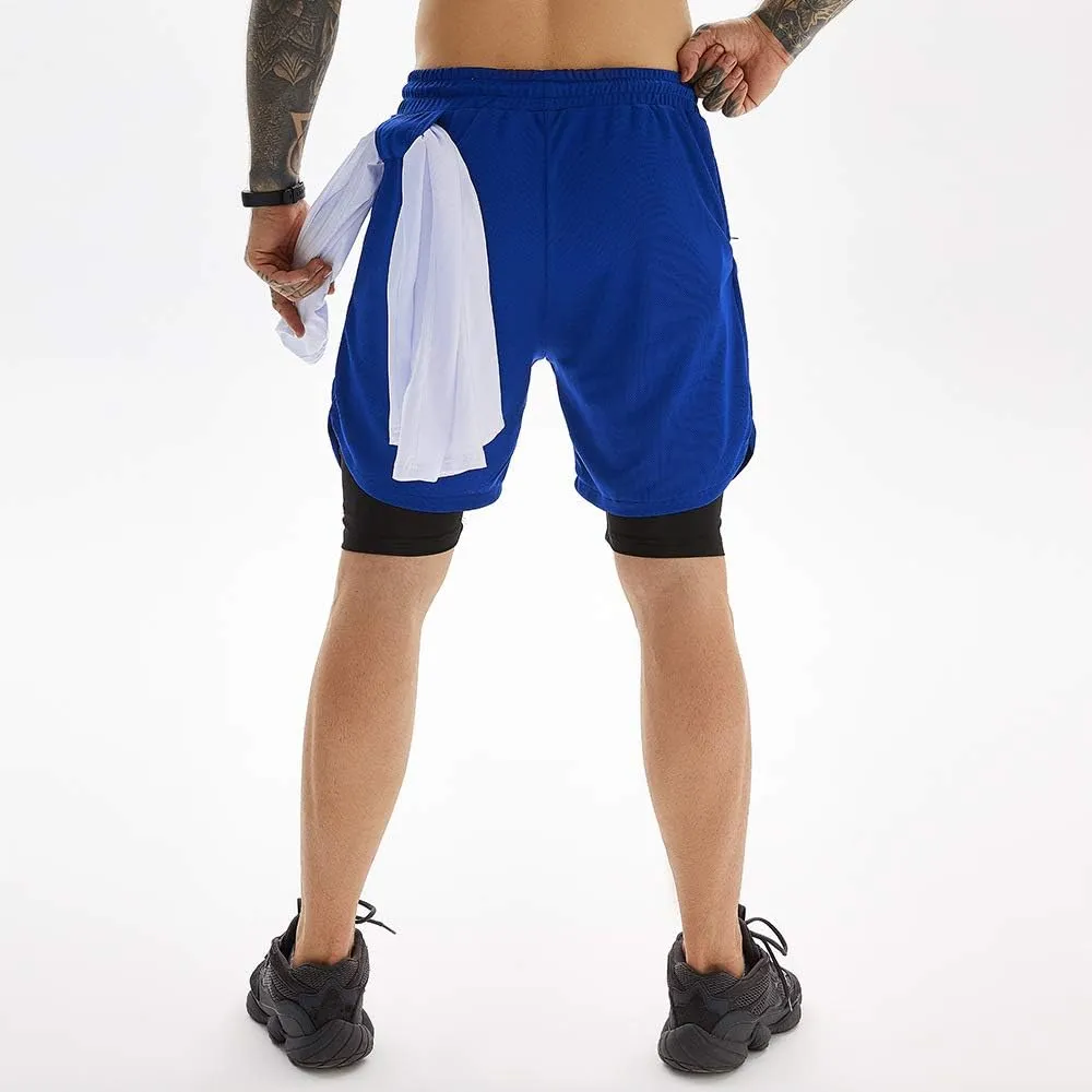 Men's 2-in-1 Running Shorts Quick Dry Breathable with Inner Compression