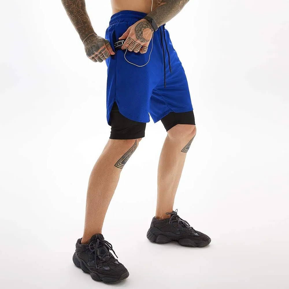 Men's 2-in-1 Running Shorts Quick Dry Breathable with Inner Compression