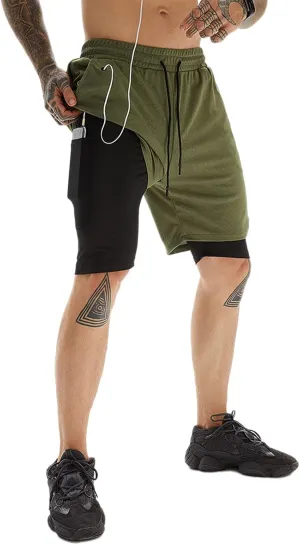 Men's 2-in-1 Running Shorts Quick Dry Breathable with Inner Compression