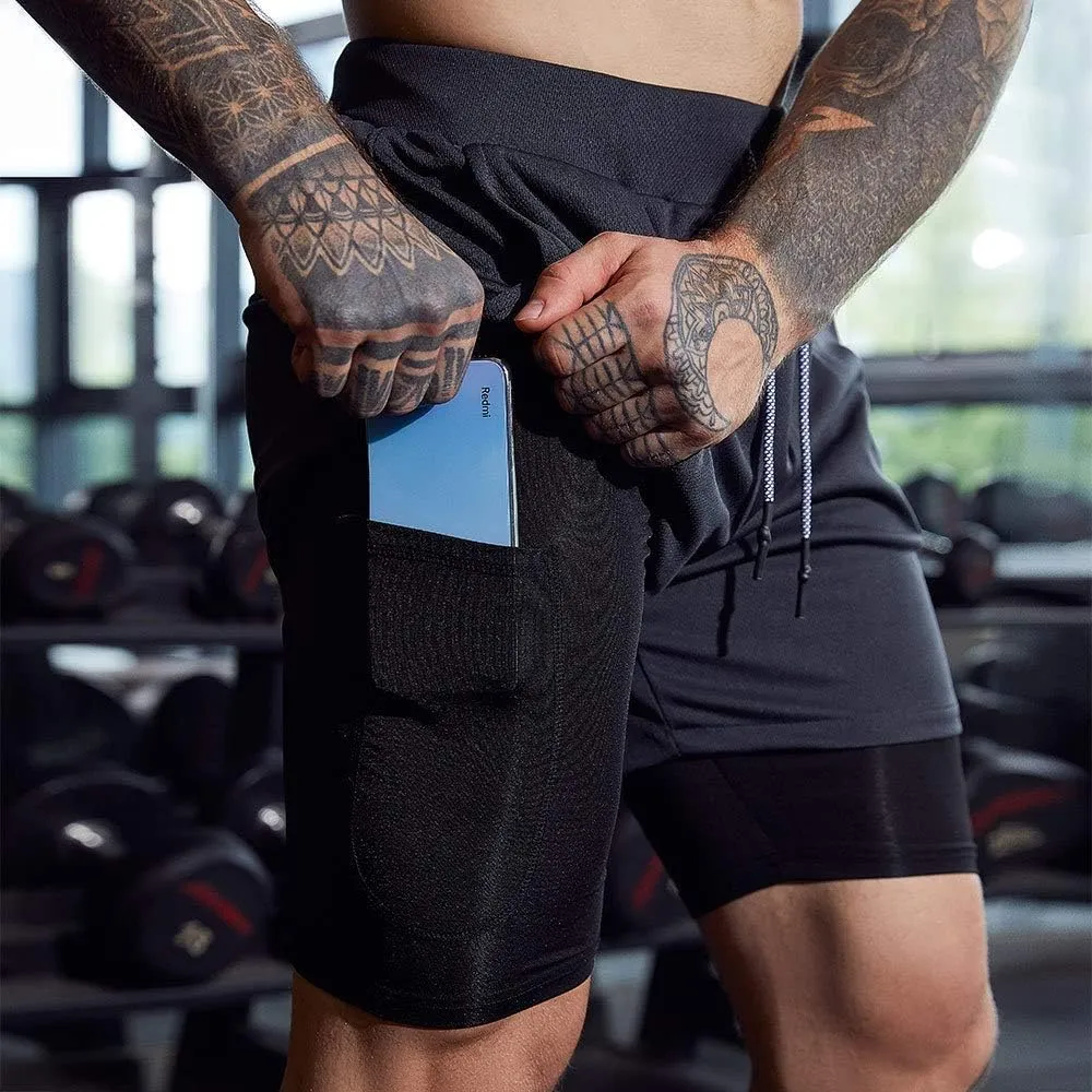 Men's 2-in-1 Running Shorts Quick Dry Breathable with Inner Compression
