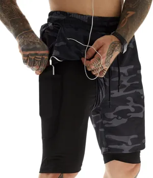 Men's 2-in-1 Running Shorts Quick Dry Breathable with Inner Compression
