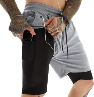 Men's 2-in-1 Running Shorts Quick Dry Breathable with Inner Compression