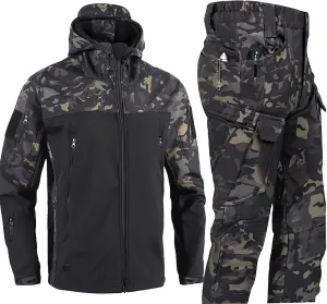 Mens 2 Piece Outfits Hikking Trucksuits for Men Tactical Combat Outdoor Fishing Climbing Outdoor Jacket and Sweatpant