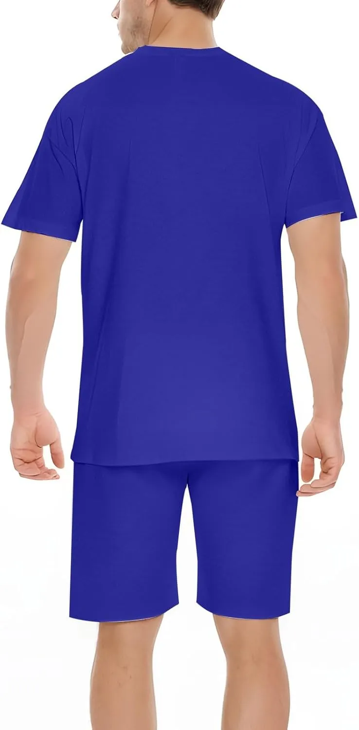 Mens 2 Piece Outfits Summer Brooklyn Print Shirt and Short Sets Vacation Beachwear Muscle Workout Casual Tracksuits