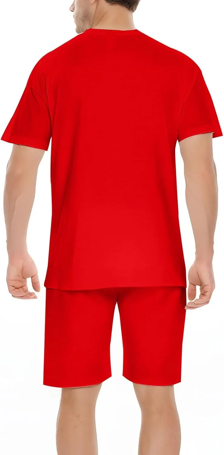 Mens 2 Piece Outfits Summer Brooklyn Print Shirt and Short Sets Vacation Beachwear Muscle Workout Casual Tracksuits
