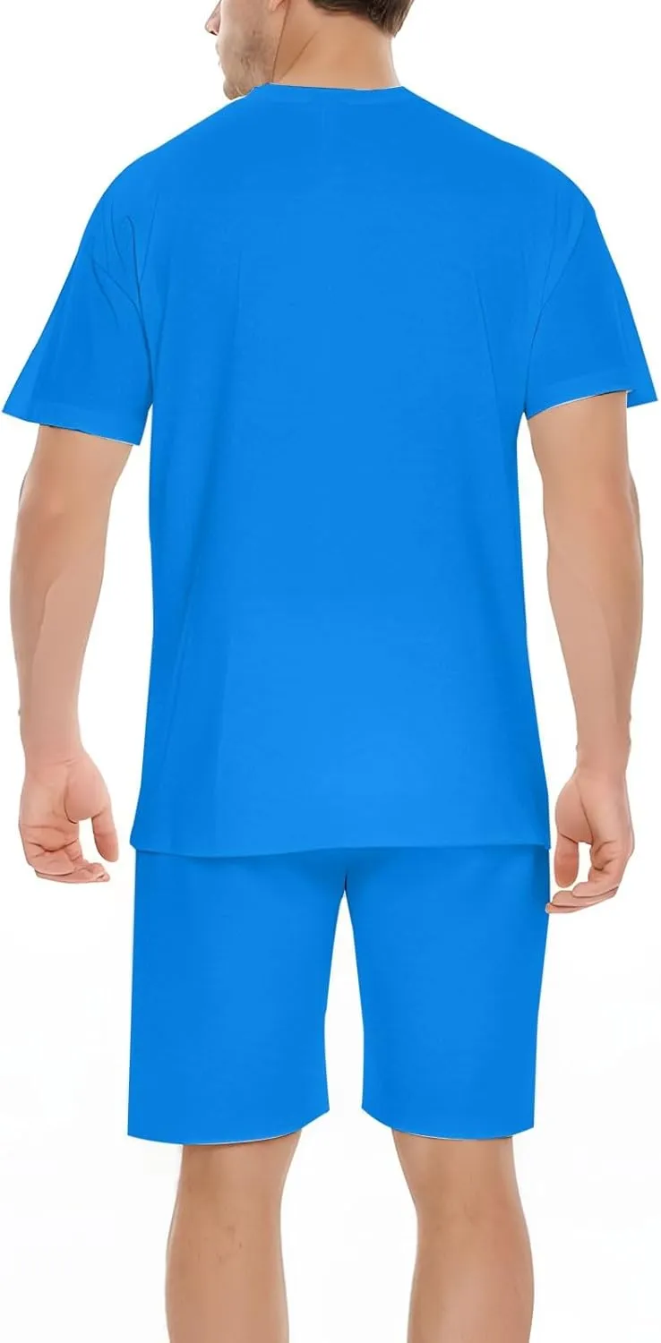 Mens 2 Piece Outfits Summer Brooklyn Print Shirt and Short Sets Vacation Beachwear Muscle Workout Casual Tracksuits