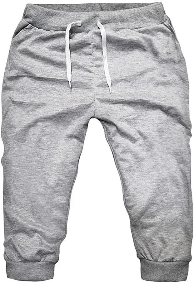 Mens 3/4 Joggers Capri Pants Cotton Below Knee Length Running Shorts Drawstring Slim Fit Workout Capri Joggers