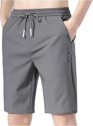 Mens Athletic Running Shorts Quick Dry Drawstring Elastic Waist Basketball Gym Workout Shorts with Pockets