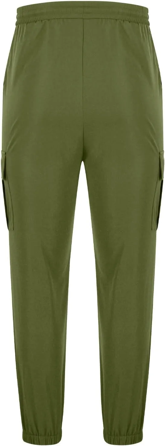 Mens Casual Cargo Joggers Pants Elastic Waist Drawstring Stretch Work Pants Tapered Sweatpants with Multi Pockets