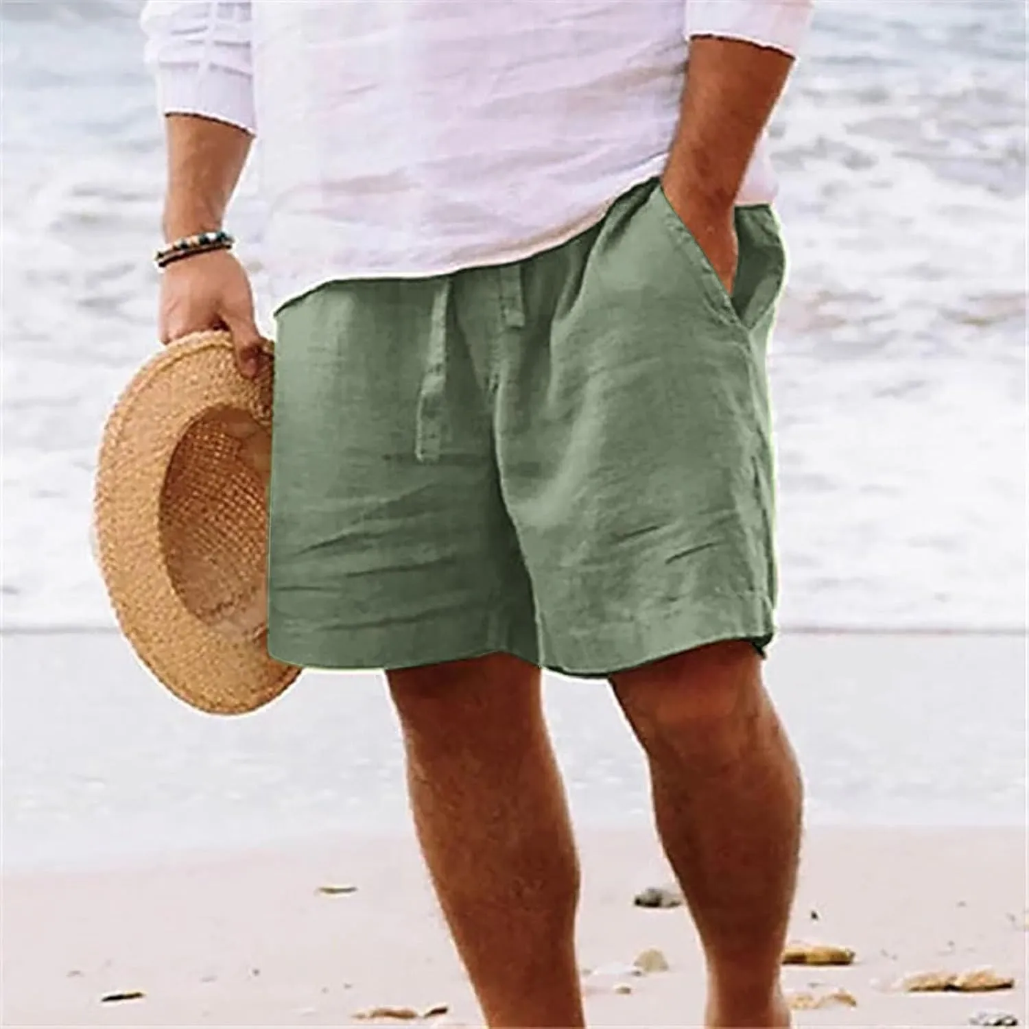 Men's Casual Shorts Athletic Summer Elastic Waist Short Pants Men Solid Comfort Fashionable Soft Shorts Pant 2025
