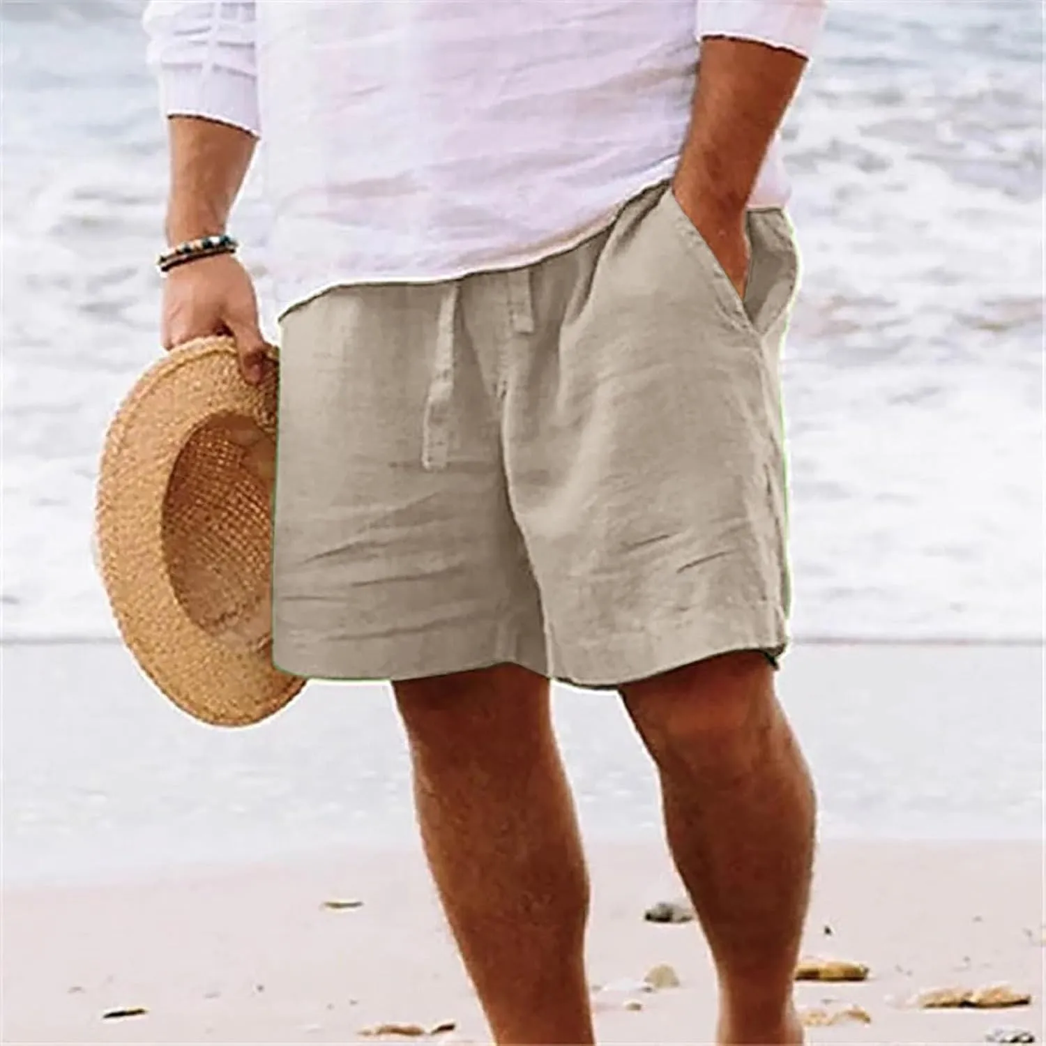 Men's Casual Shorts Athletic Summer Elastic Waist Short Pants Men Solid Comfort Fashionable Soft Shorts Pant 2025