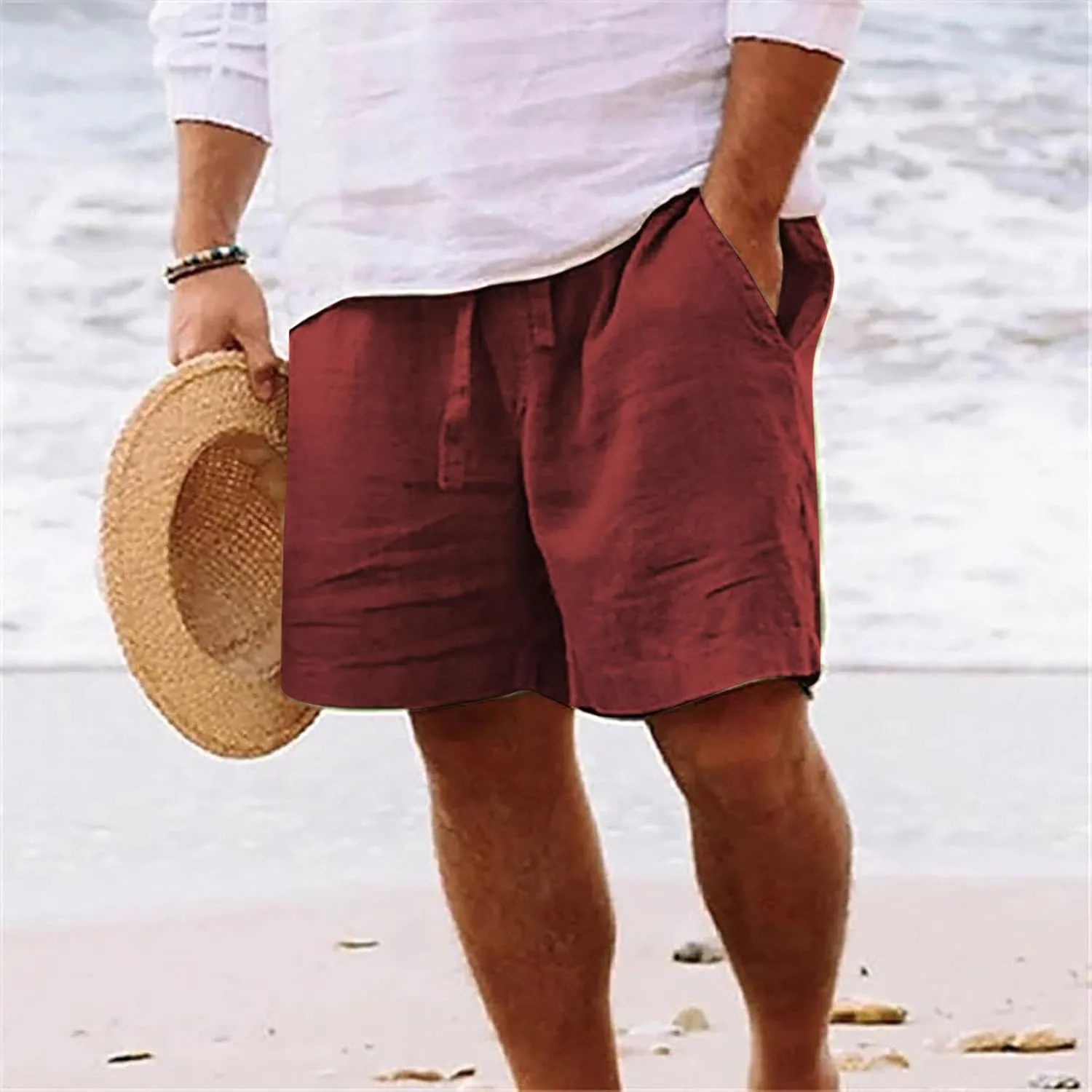 Men's Casual Shorts Athletic Summer Elastic Waist Short Pants Men Solid Comfort Fashionable Soft Shorts Pant 2025