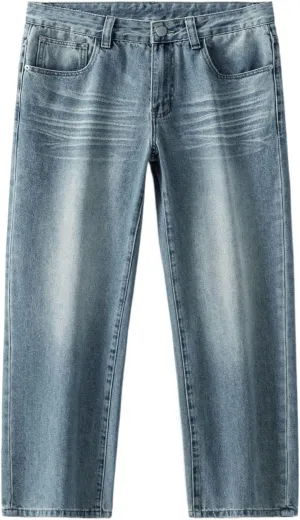 Men's Denim Pants Summer Vintage Loose Fit Straight Leg Jeans
