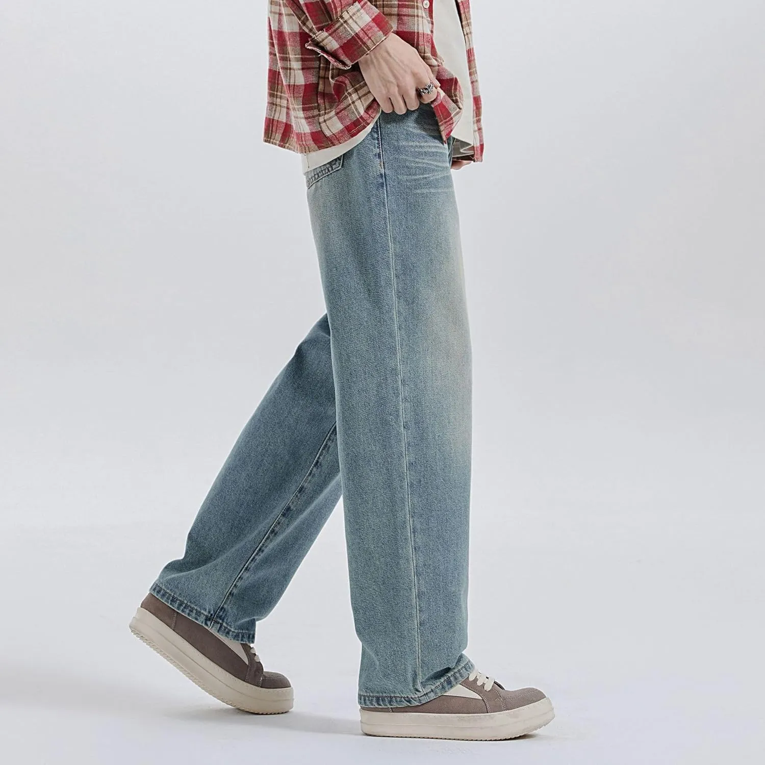 Men's Denim Pants Summer Vintage Loose Fit Straight Leg Jeans
