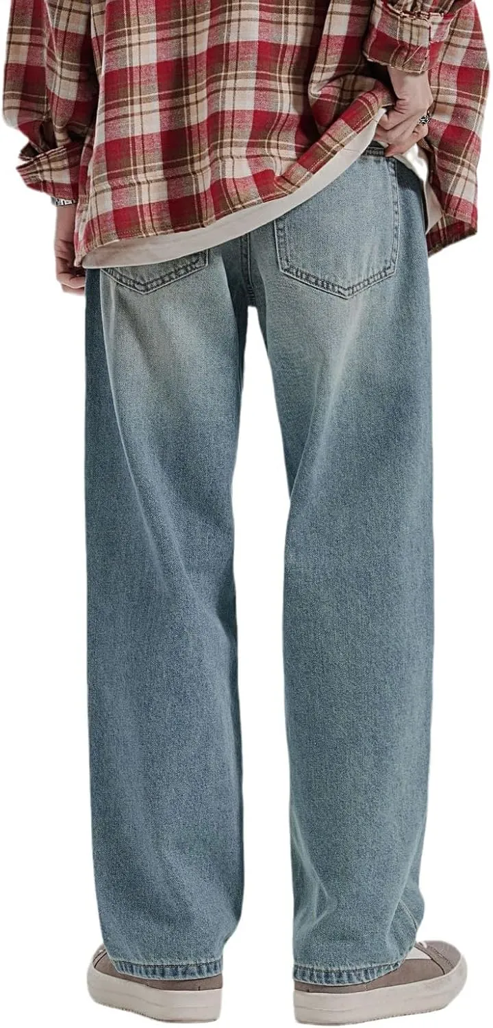 Men's Denim Pants Summer Vintage Loose Fit Straight Leg Jeans