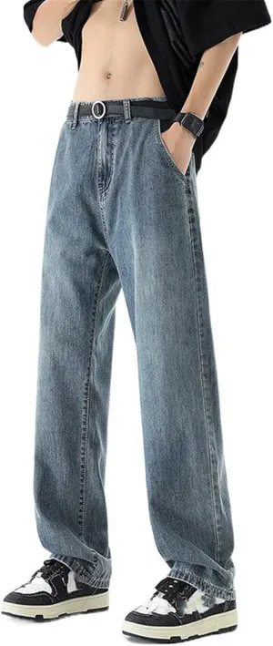Men's Denim Pants Vintage Inspired Loose Fit Straight Leg Jeans